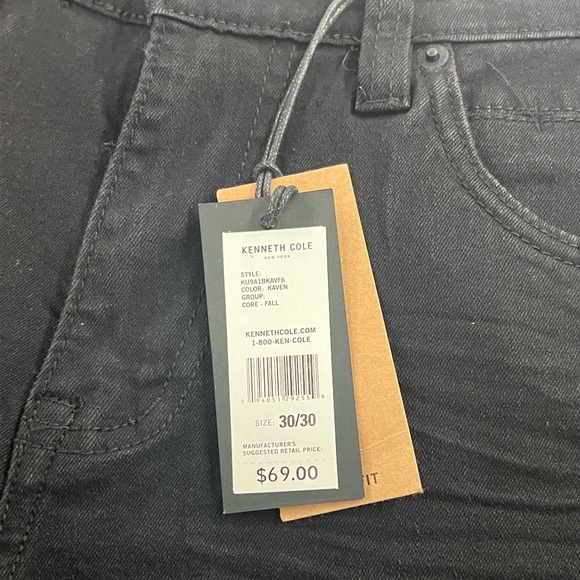 Mens KENNETH COLE Slim Stretch Fit Kaven Black Jeans 30x30 - Picture 2 of 3